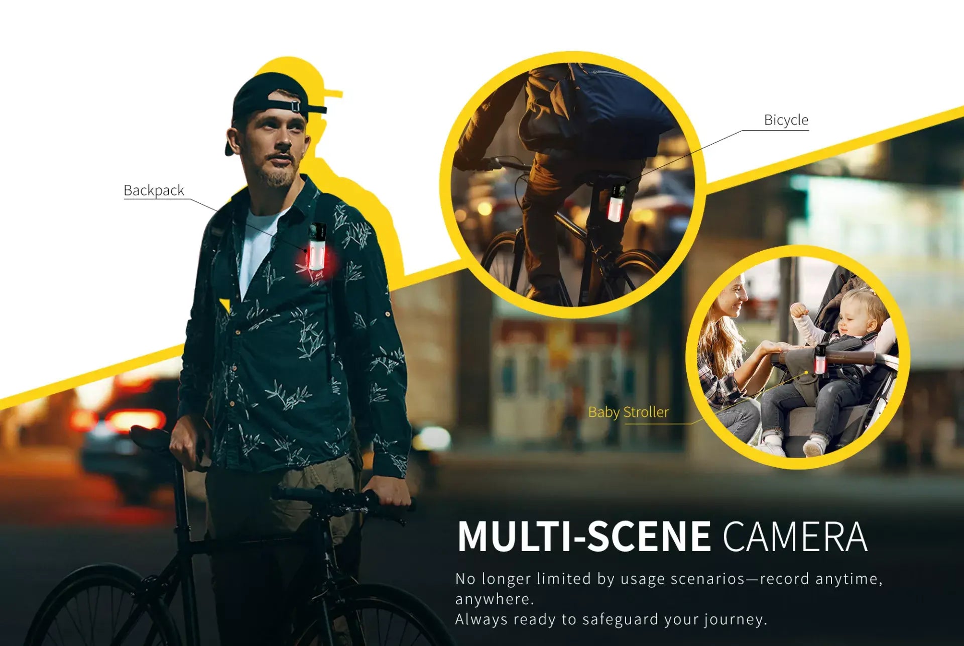 Multi-Scene Camera: Bicycle, Backpack, and Urban Safety
