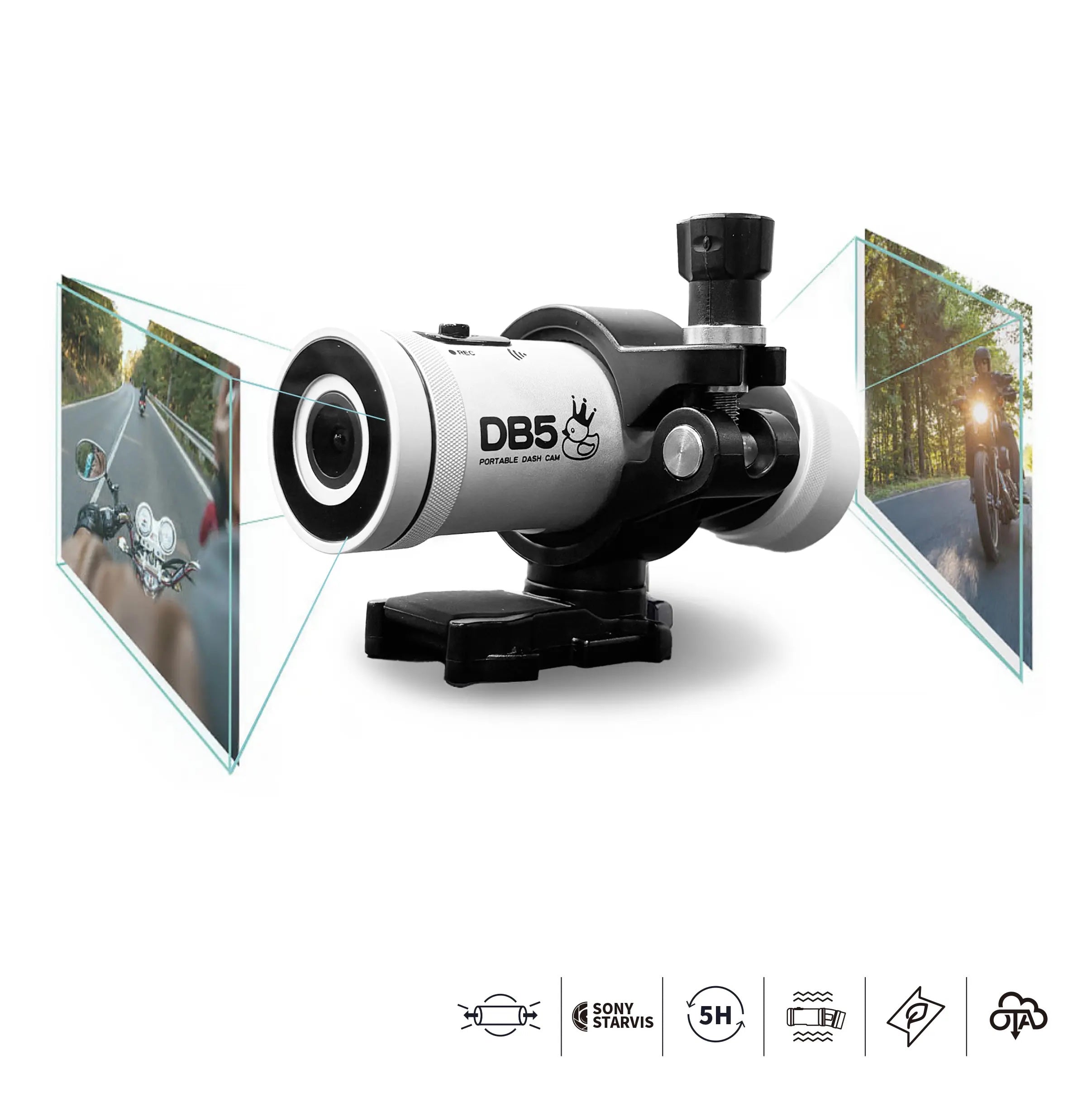 ApexGuard DB5s Dual-Lens Helmet Dash Cam System